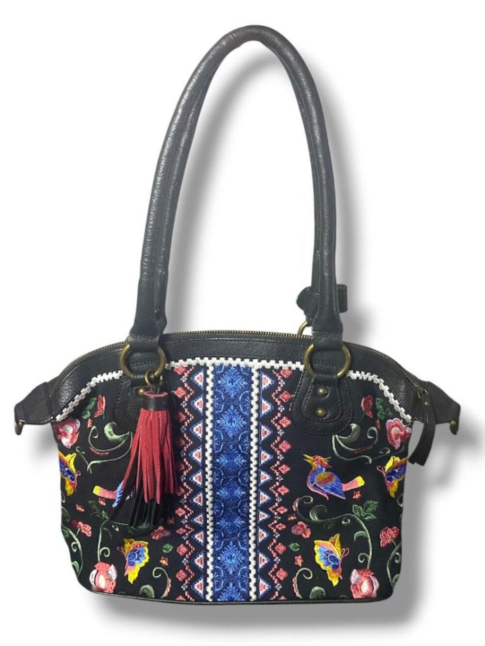 SHARIF - Hello Gorgeous 3D Embroidered tassels Bag Andalusian Garden Bird Animal - Picture 1 of 5